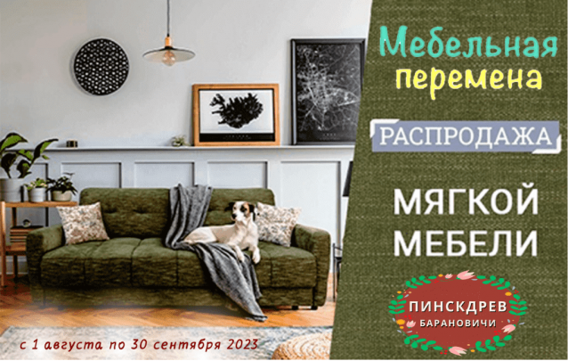 Акции магазина Пинскдрев Барановичи - Мягкая мебель по акции Мебельная перемена